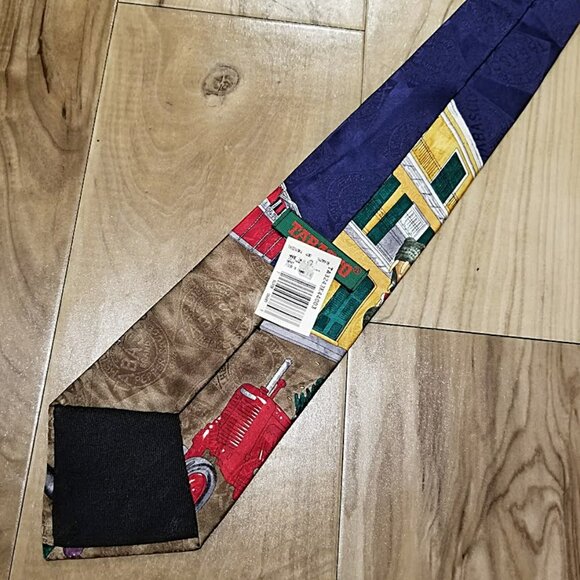 NWT Vintage 90s TABASCO 100% Silk Neck Tie Mardi Gras Alligator New Orleans - Picture 4 of 7